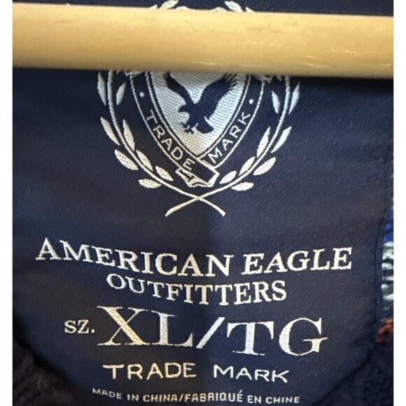 American Eagle Mens Blue Fair Isle Nordic Sweater XL Vintage Preppy Cabincore - Picture 3 of 8